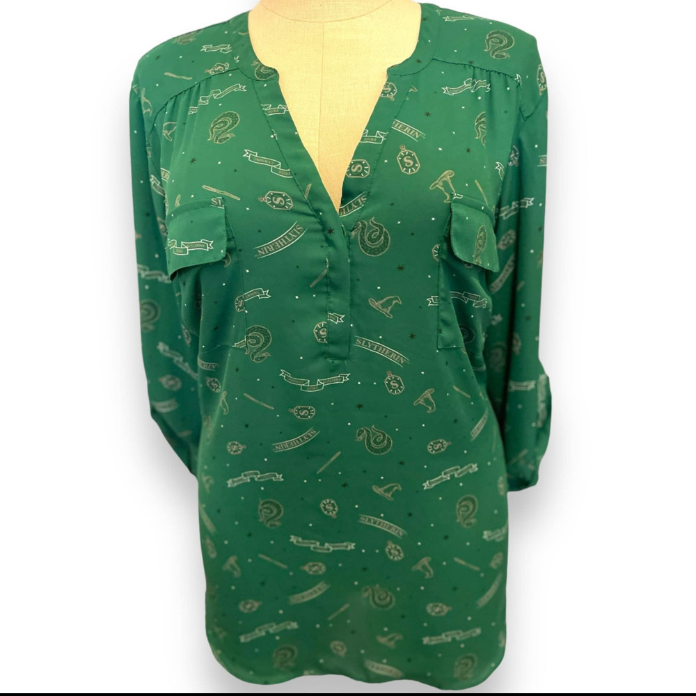 Torrid 2 (2X 18/20) Harry Potter Slytherin Snake Georgette Harper Blouse Top New